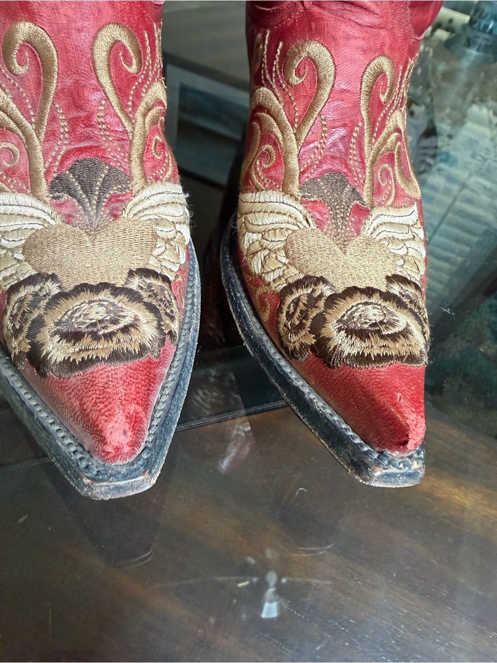 Old Gringo Grace Red Wing Heart Embroidered Cowboy Boots 7.5B - Picture 6 of 9